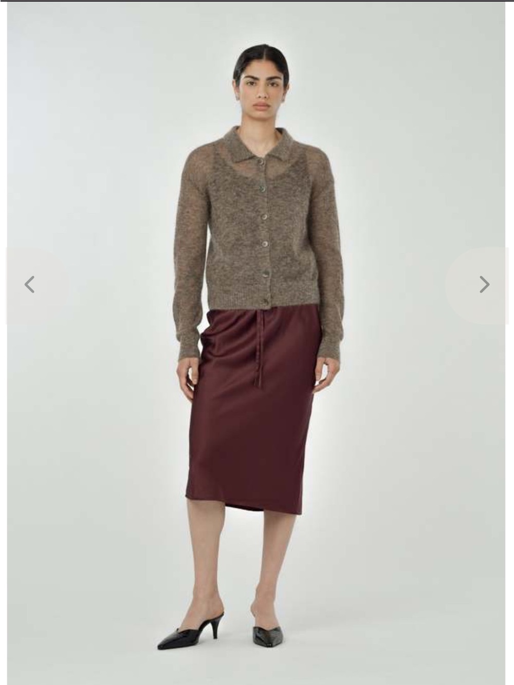 Paper Label GIA COLLAR CARDIGAN in Melange Truffle